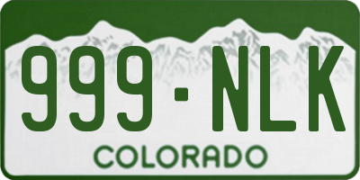 CO license plate 999NLK