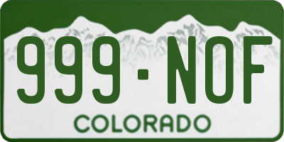 CO license plate 999NOF