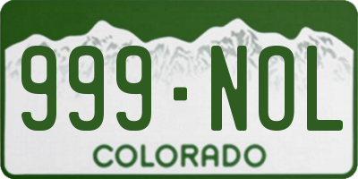 CO license plate 999NOL