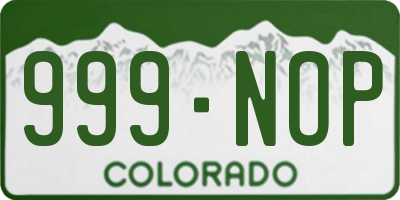 CO license plate 999NOP