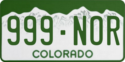 CO license plate 999NOR