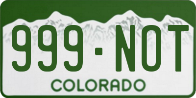 CO license plate 999NOT