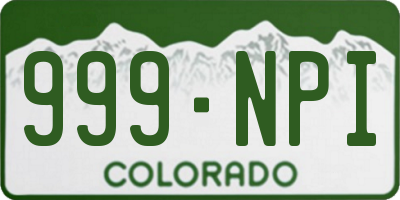 CO license plate 999NPI