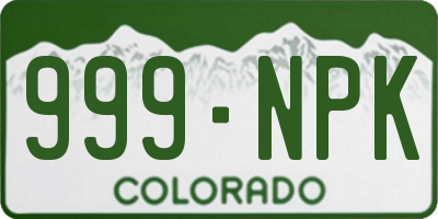 CO license plate 999NPK