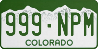 CO license plate 999NPM