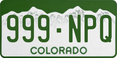 CO license plate 999NPQ