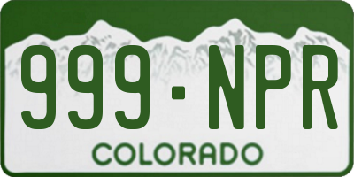 CO license plate 999NPR