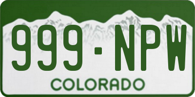 CO license plate 999NPW