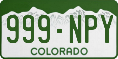 CO license plate 999NPY