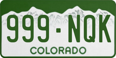 CO license plate 999NQK