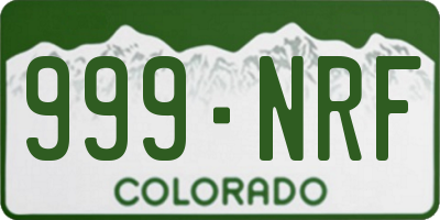 CO license plate 999NRF