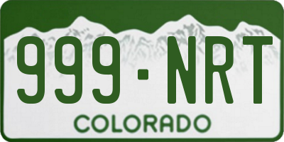 CO license plate 999NRT