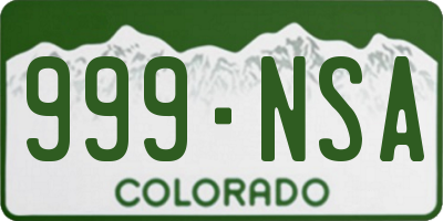 CO license plate 999NSA