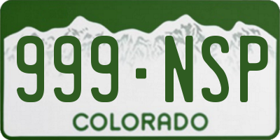CO license plate 999NSP