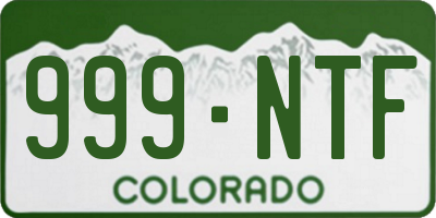 CO license plate 999NTF