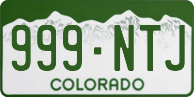 CO license plate 999NTJ