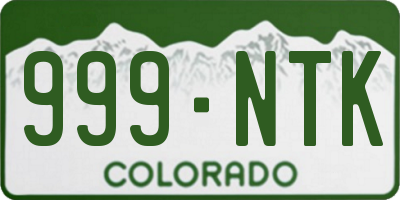 CO license plate 999NTK