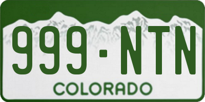CO license plate 999NTN