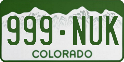 CO license plate 999NUK