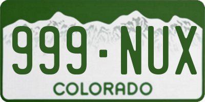 CO license plate 999NUX