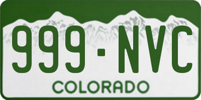 CO license plate 999NVC