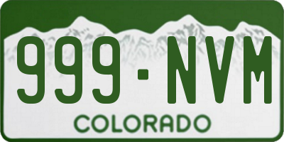 CO license plate 999NVM