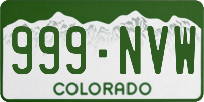 CO license plate 999NVW