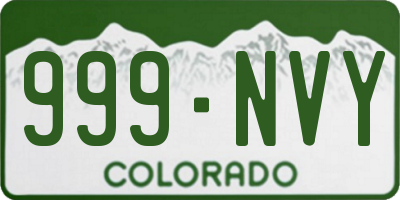 CO license plate 999NVY