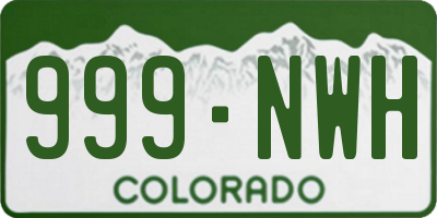 CO license plate 999NWH