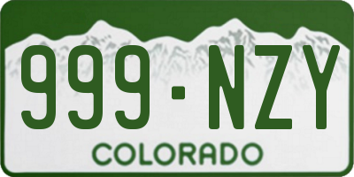 CO license plate 999NZY
