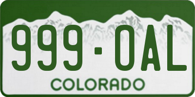 CO license plate 999OAL
