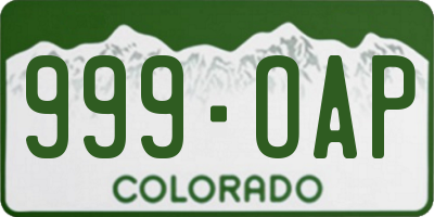 CO license plate 999OAP