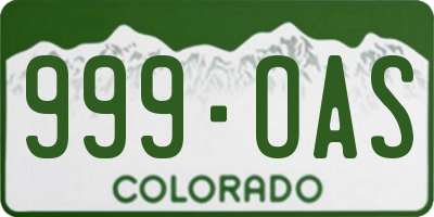 CO license plate 999OAS