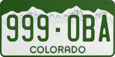 CO license plate 999OBA