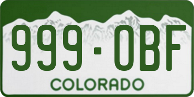 CO license plate 999OBF