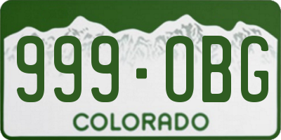 CO license plate 999OBG