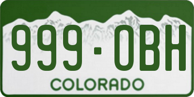 CO license plate 999OBH