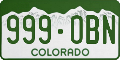 CO license plate 999OBN