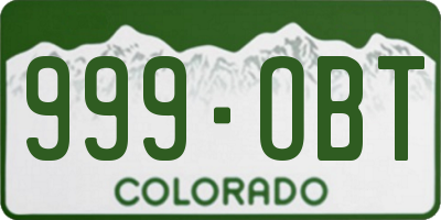 CO license plate 999OBT