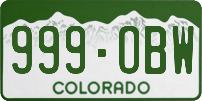 CO license plate 999OBW
