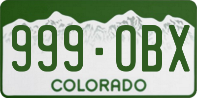 CO license plate 999OBX