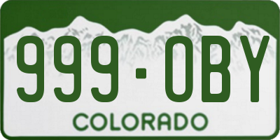 CO license plate 999OBY