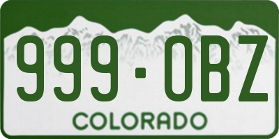 CO license plate 999OBZ