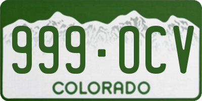 CO license plate 999OCV