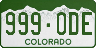 CO license plate 999ODE
