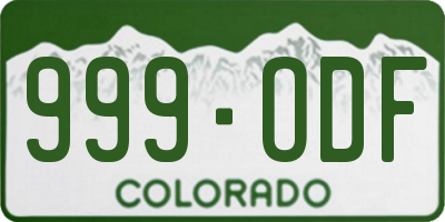 CO license plate 999ODF