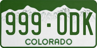 CO license plate 999ODK