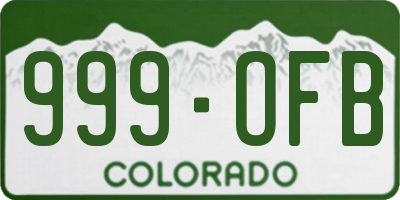 CO license plate 999OFB