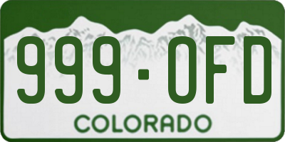 CO license plate 999OFD