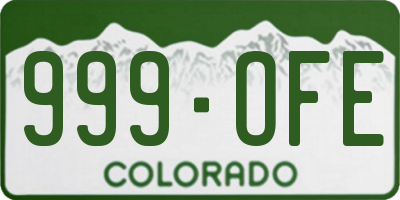 CO license plate 999OFE